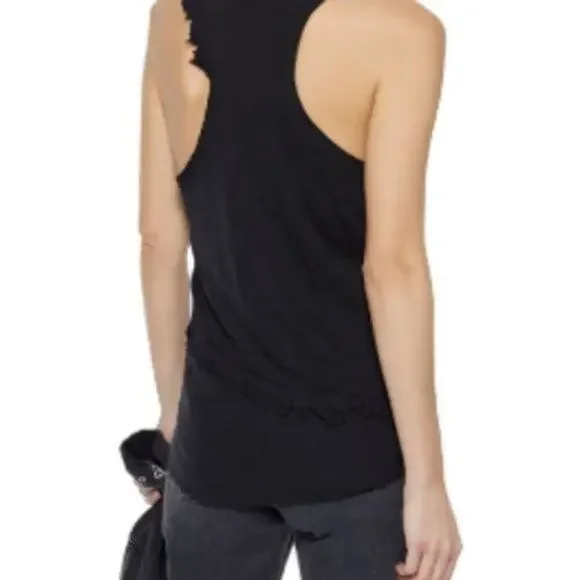 Iro Boham distressed slub linen jersey tank black L